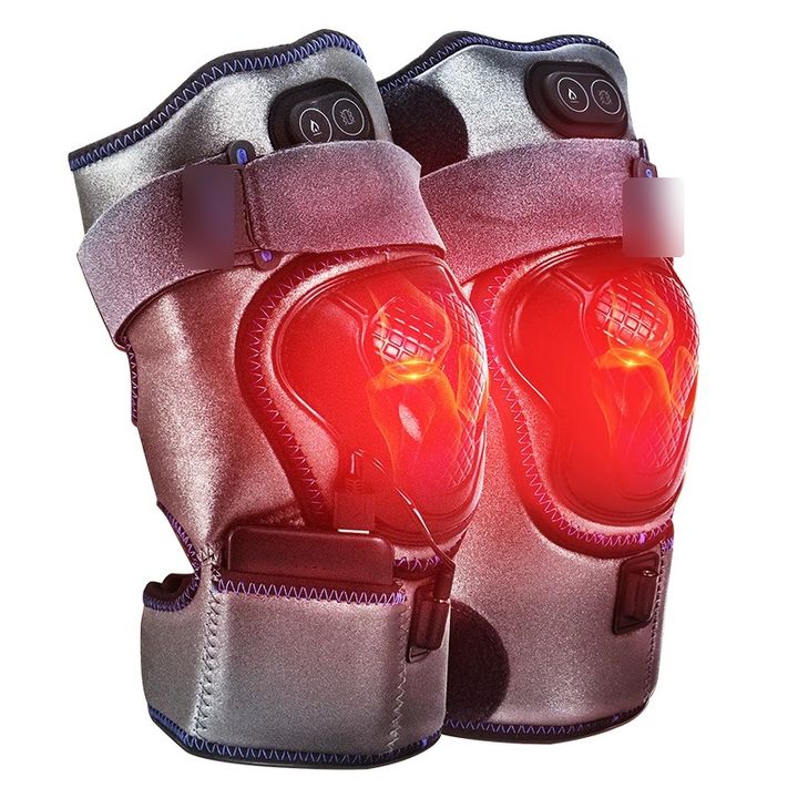 153 heated knee support pair in silver, on a plain background.